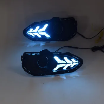 

YUANEN LED Light Guide Daytime Running Lights Case for Honda Fit 2018+, LED DRL With Streamer Yellow Turn Signals Light
