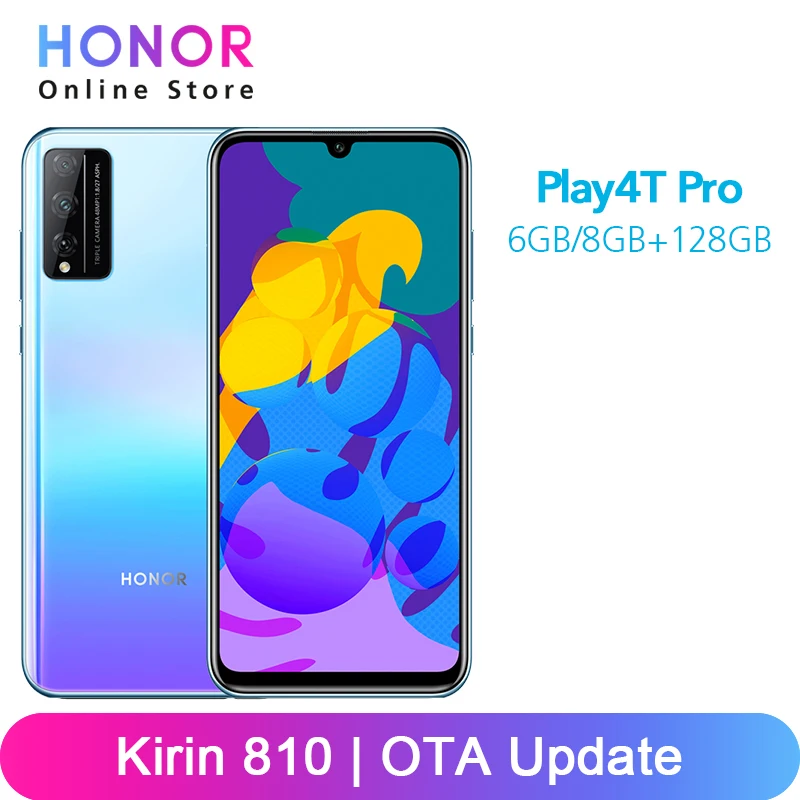 Мобильный телефон Honor Play 4 T Pro 6 ГБ 128 ГБ/8 Восьмиядерный процессор Kirin 810 4000 мАч три