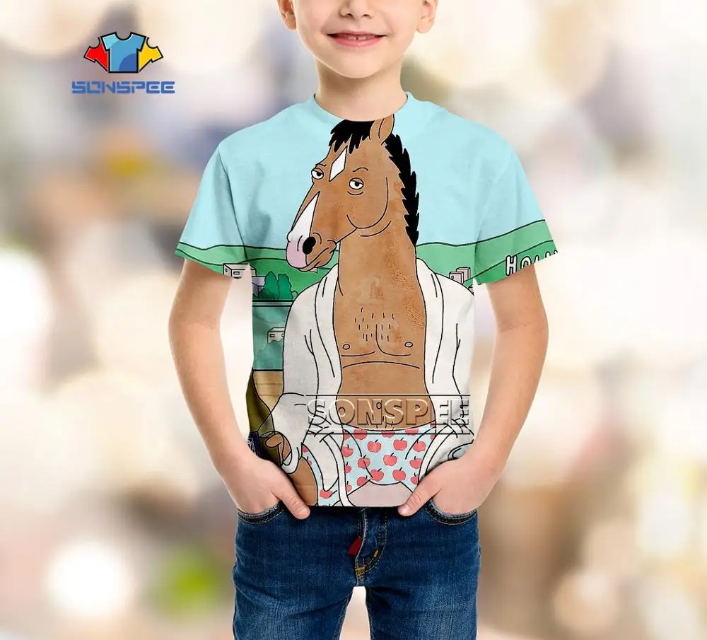 6 SONSPEE BoJack Horseman Harajuku boys girls teens Fashion T-shirt Casual Cartoon 3D Printed short sleeve top tees pullover A569 - Цвет: 6