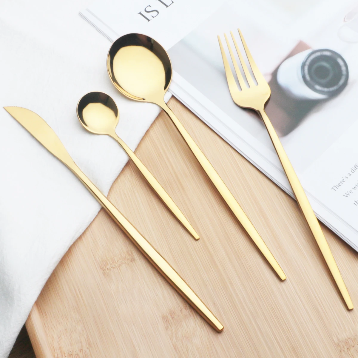 Cutlery Set Western Style Cutlery Set Picnic Cutlery Set Stainless Steel Cutlery Set 4Pcs/Set Colorful Dinnerware Set Knife Fork Coffee Spoon Silverware