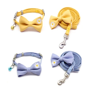 

Cute Bowknot Pets Cat Collars Daisy Bow Tie Kitten Bells Necklace Adjustable Puppy Cats Chihuahua Bandana Collar