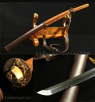 

1095 STEEL CLAY TEMPERED JAPANESE SAMURAI SWORD KATANA COPPER TIGER TSUBA SHARP