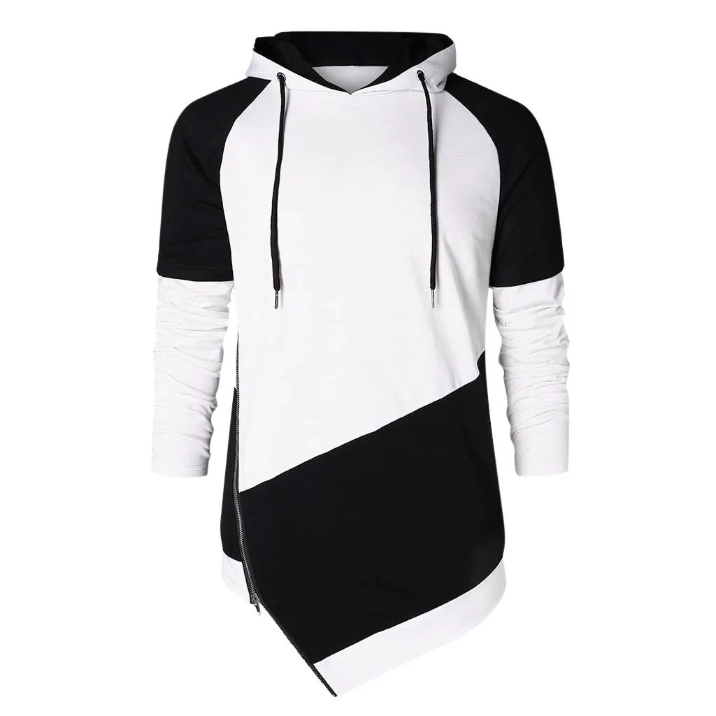  UHoodies nisex Man Autumn Spring Black and White Patchwork Long Sleeve Hoodies Sweatshirt Blouse Sh