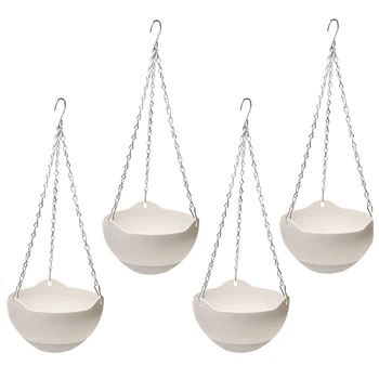 

4PCS Hanging Planters White Indoor Outdoor Planting or Storage Garden Planters for Plants,Flower Pot Container