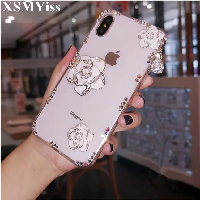 Hot Camellia Flower DIY Diamond Bling Glitter Fundas Cases For Huawei Honor8 9 10 20 Lite V10 V20 7X 8X 9XNova3 4 5 Covers Coque |