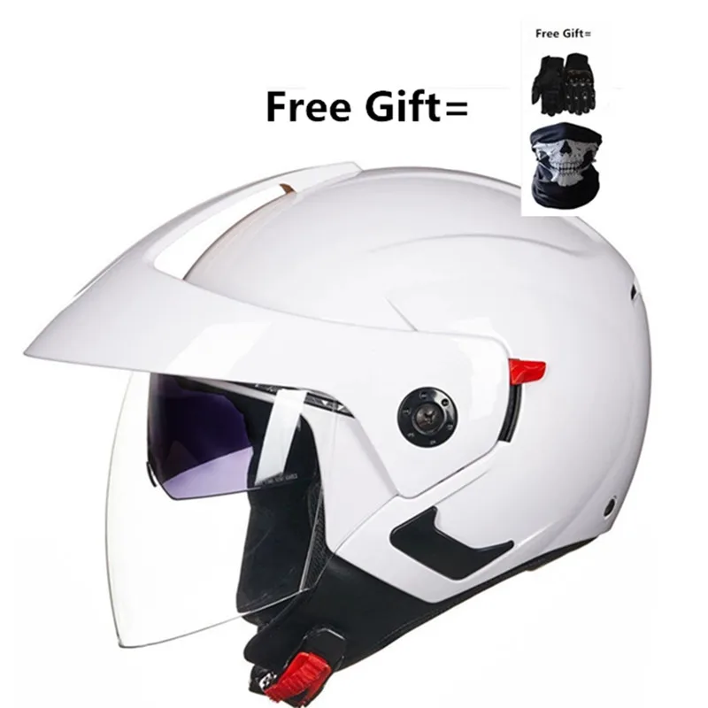 Шлем moto rcycle с открытым лицом для мотоцикла cicleta cascos para moto racing moto rcycle винтажные шлемы с двумя линзами белого цвета - Цвет: white
