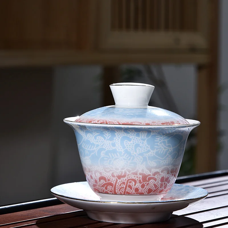 Цзиндэчжэнь Gaiwan фарфоровый керамический эмалированный чайный соусница для тарелки Обложка набор пиалы для чая ручная роспись чайная посуда мастер чашка посуда для напитков ремесла
