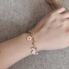 Sansummer, новинка, хит, модный, милый, Цветочный, кролик, листья, для девушек, с кисточками, подвеска, мультяшный, повседневный браслет для женщин, ювелирное изделие