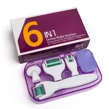 6 в 1 микроиглы дермальный валик в комплекте титановый дермароллер микро-иглы Уход за кожей лица ролик для ухода за кожей и тела