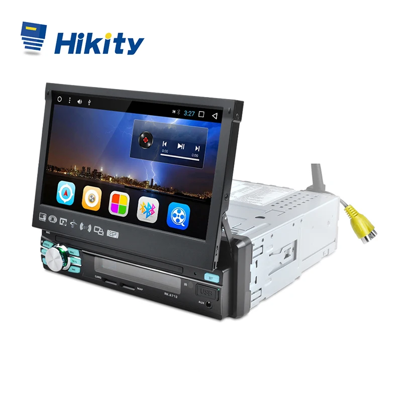 Автомобильный радиоприемник Hikity 1 din выдвижной сенсорный экран Android GPS Wi Fi