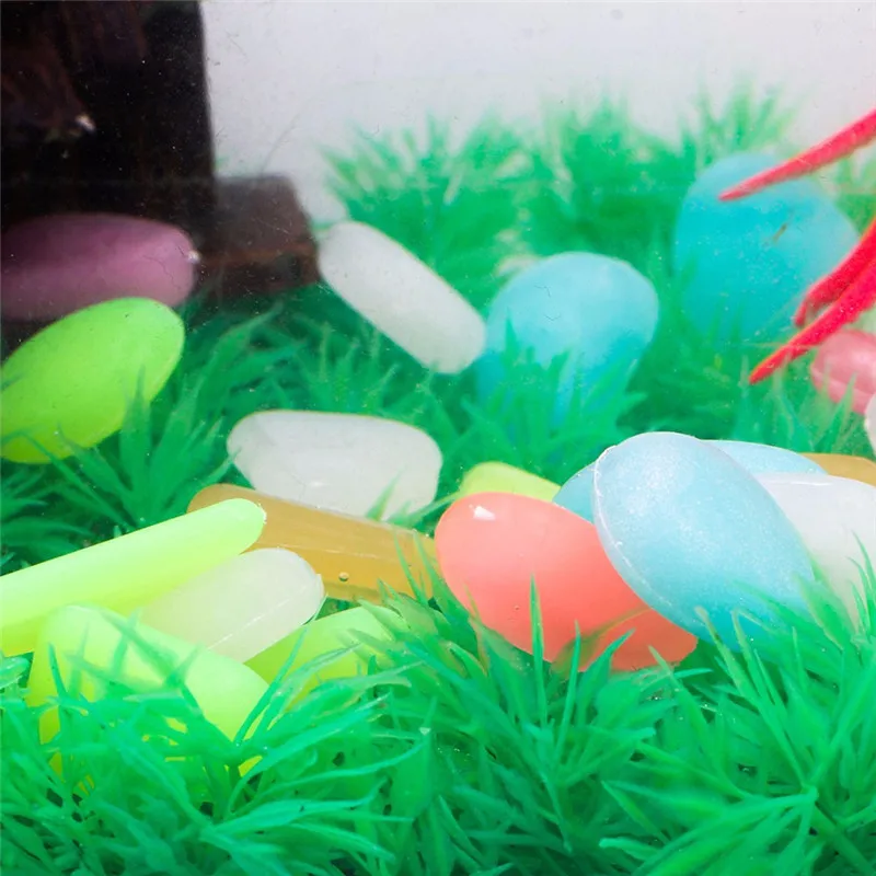 

50Pcs/bag Fluorescence Luminous Stone Pebbles Glow Stones Rocks Glow in the Dark for Aquarium Fish Tank Garden Yard Park