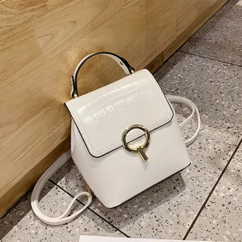 

mini Stone Pattern backpack 2020 Hasp Back Pack Bags PU Leather Backpacks Women School Bags For Teenagers Girls Luxury рюкзак