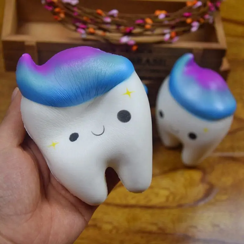 11,5 см Jumbo мягкий Радужный зуб медленно поднимающийся мультфильм Прохладный Зуб DIY Декор мягкая сжимающая игрушка забавная игрушка подарок
