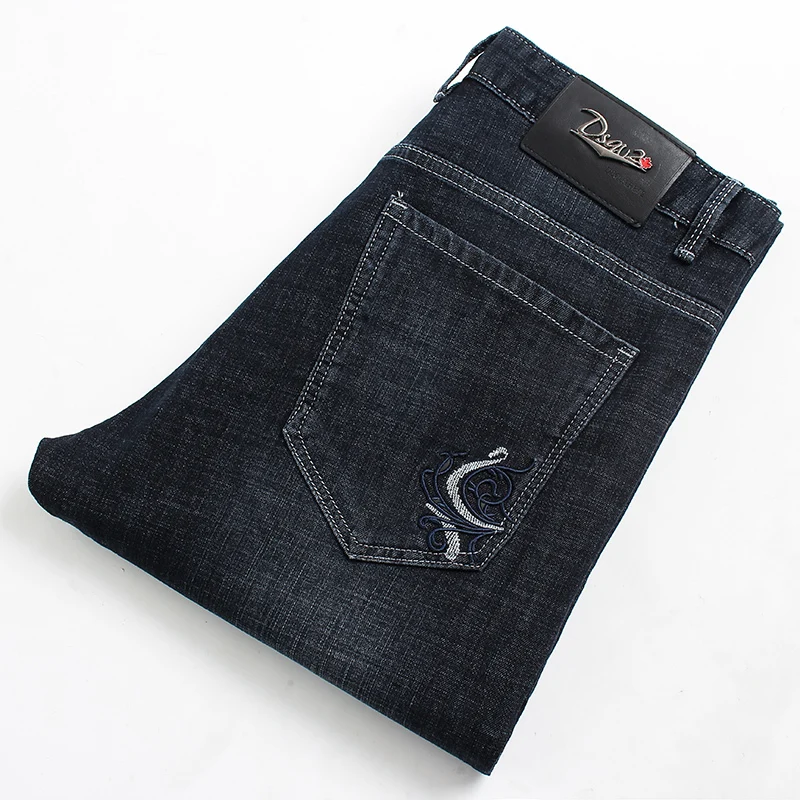 

2020 New Men's Black Slim Jeans Classic Style Embroidery Elastic Force High Quality Cotton Denim Jean Pants Brand Clothing