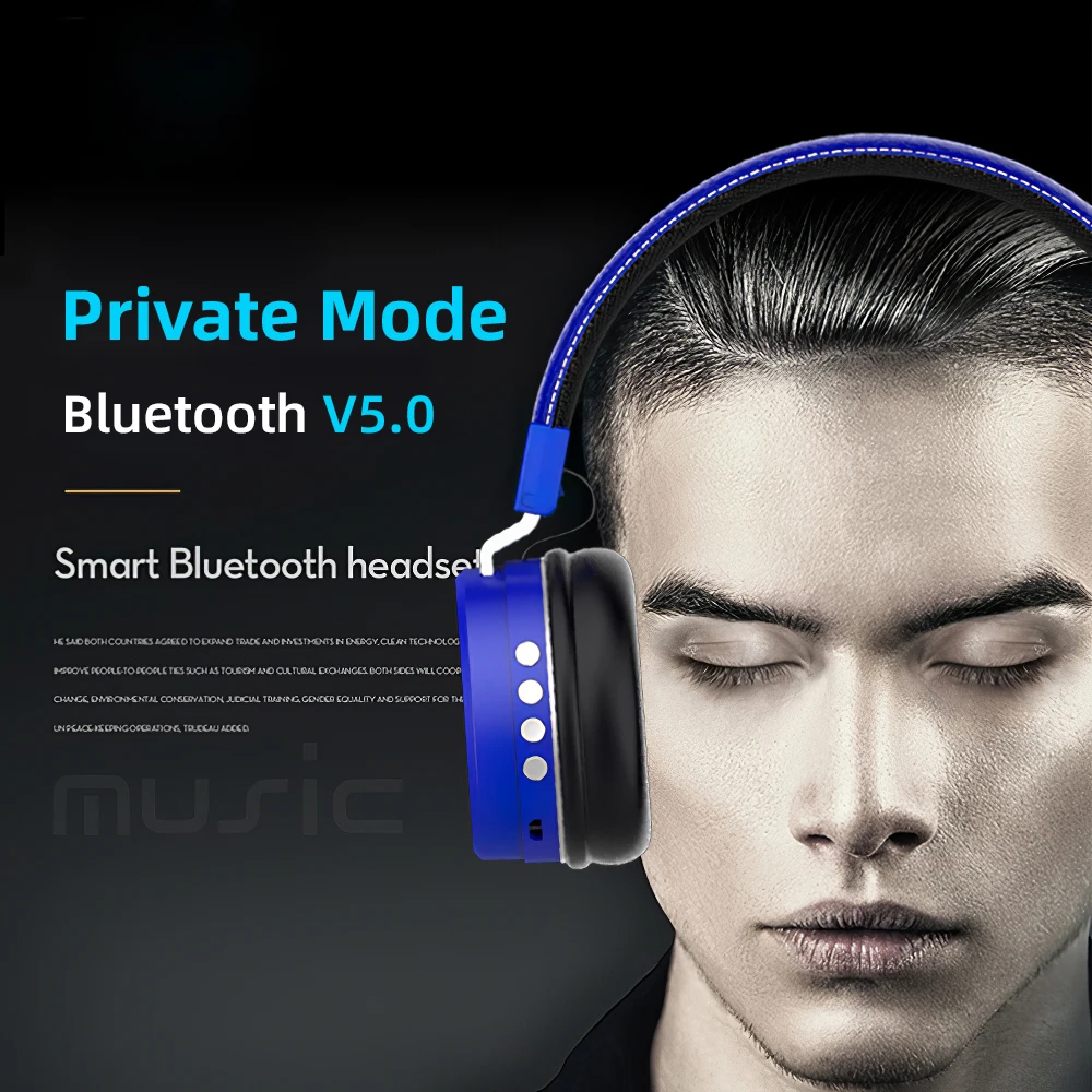 Support TF Card Wireless Bluetooth Headphone Headset Sports Music HD Stereo Fold Telescopic For iPhone Xiaomi Universal Portable