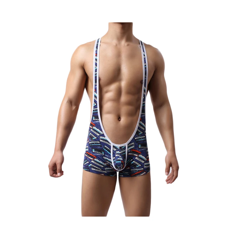 Men's Undershirts Bodysuits Leotard Wrestling Singlet Mankini One-Piece Jumpsuits Boxer Shorts Bugle Pouch Underwear Sleepwear