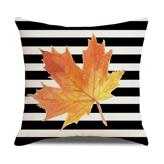 Fall Pumpkin Cushion Covers 18x18 Inch Farmhouse Decor Thanksgiving Buffalo Check Linen Throw Pillow Covers Happy Thanksgiving 8