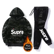 ^^Best Offers Supre Letter Print Thick Winter Men Tracksuit Hooded Hoodies Track Suit Plus Velvet Camouflage Sports Sweatsuits Casual Men Set ^^Best Offers Supre Letter Print Thick Winter Men Tracksuit Hooded Hoodies Track Suit Plus Velvet Camouflage Sports Sweatsuits Casual Men Set