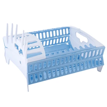 

Folding Dish Drain Rack Kitchen Drying Water Tableware Storage Rack Stand Holder Home Organizer Kitchen Shelf - Blue Green Pink
