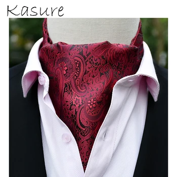 

KASURE Luxury Jacquard Woven Cashew Flower Pattern Necktie Formal Cravat Ascot Scrunch Gentleman Self Polyester Silk Neck Tie