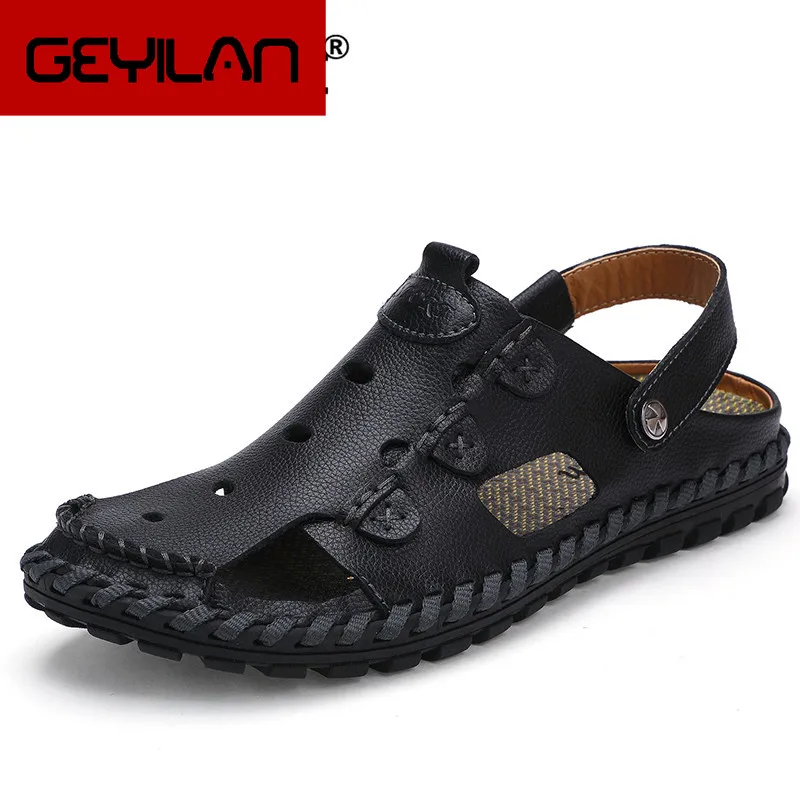 

Leather Men Sandals Fashion Gladiator Summer Beach Slippers Slip on Water Men Shoes Zapatos Sandalias Hombre