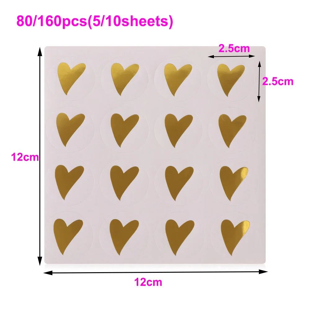 Детская одежда на рост 80, 160 шт. ручной работы Стикеры круглый бронзового цвета сердце пломба-наклейка для подарка клея крафт печать Стикеры для выпечки Стикеры s смешные DIY работы