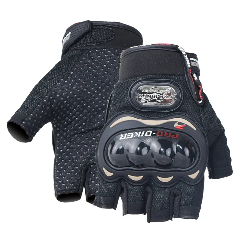 Мужские и женские перчатки летние Нескользящие дышащие сенсорные перчатки для мотоцикла с твердыми костяшками и защита для кулака Шестерня MCS-21 - Цвет: Black- Half Finger