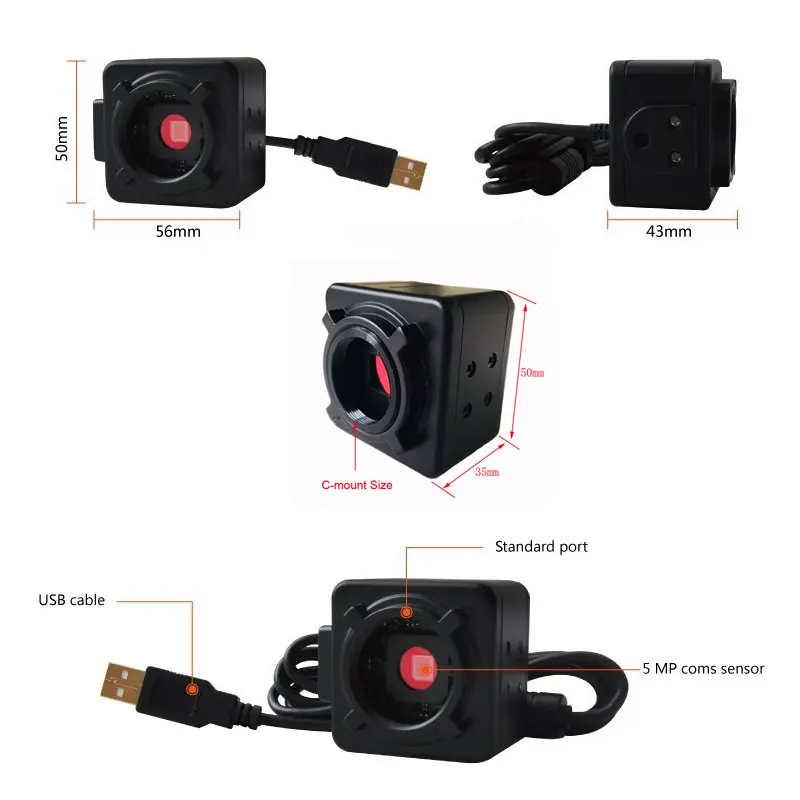  5MP CMOS USB microscopio cámara Digital electrónico ocular controlador libre alta velocidad microsc