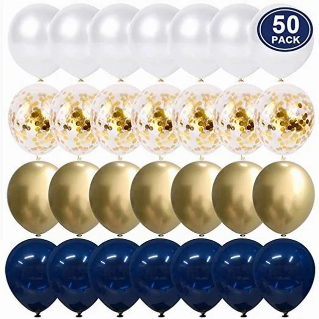 Pearl Balloons Gold Confetti Baby Shower Birthday-Party Navy-Blue Wedding Metallic White