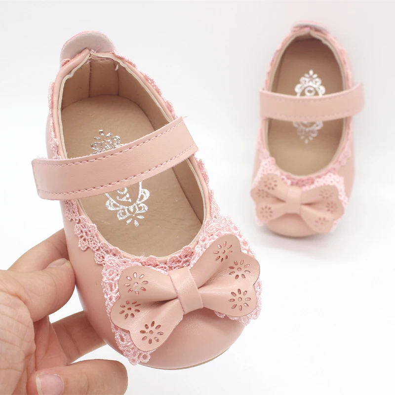 Blanc rose bébé enfant en bas âge petite fille Bow Party et robe de mariée chaussures pour filles chaussures en cuir nouveau 2018 ans 1 2 3 4 5 6 7 ans