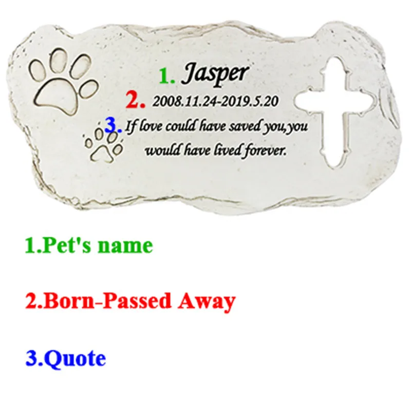 All Blanks Customize Pet Garden Memorial Stone Cross shape Dog Or Cat Garden Stone for Loved Pet Grave Headstone Tombstone