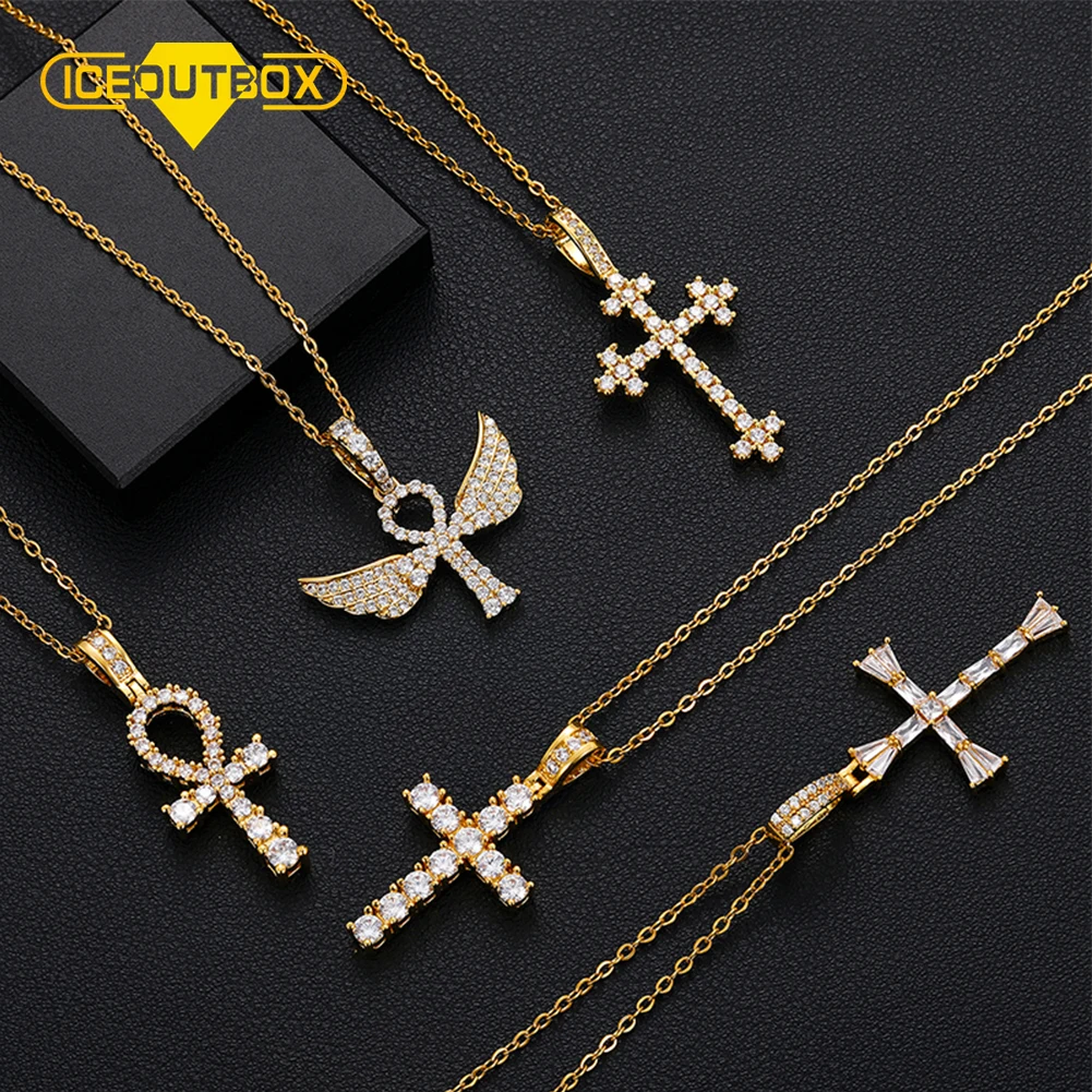 Fashion Female Cross Pendant Necklaces For Women With Rolo
