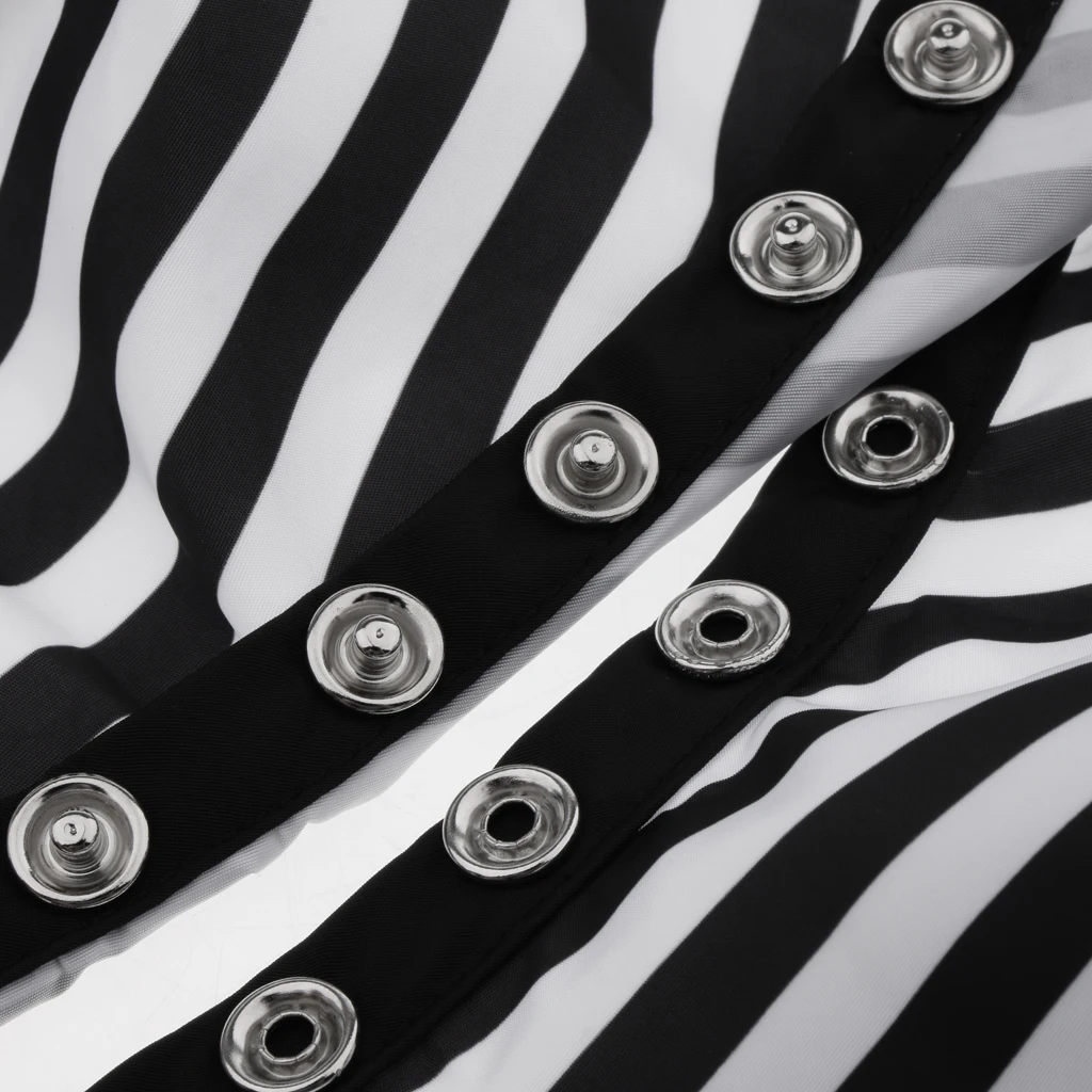 Professional Adults Salon Cape Haircut Apron Button Hairdressing Gown Apron - Black and White Stripes - Large Size