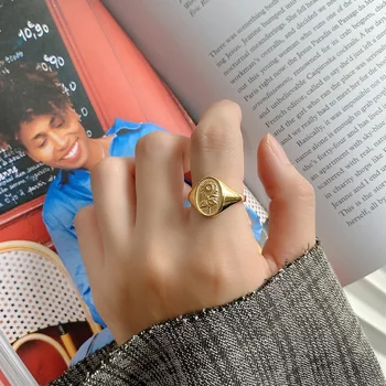 

925 Silver Sunflower Rings Jewelry Minimalism Charm Anel Bohemia Jewelry Vintage Boho Bague Femme Anelli Ring for Women