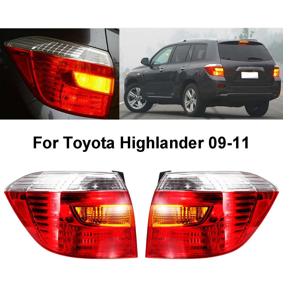 

Left/Right Car Tail Light Rear Bumper Brake Lamp For Toyota Highlander 2008-2011 ABS Plastic Perfect Replacement 50.7x27.5x27cm