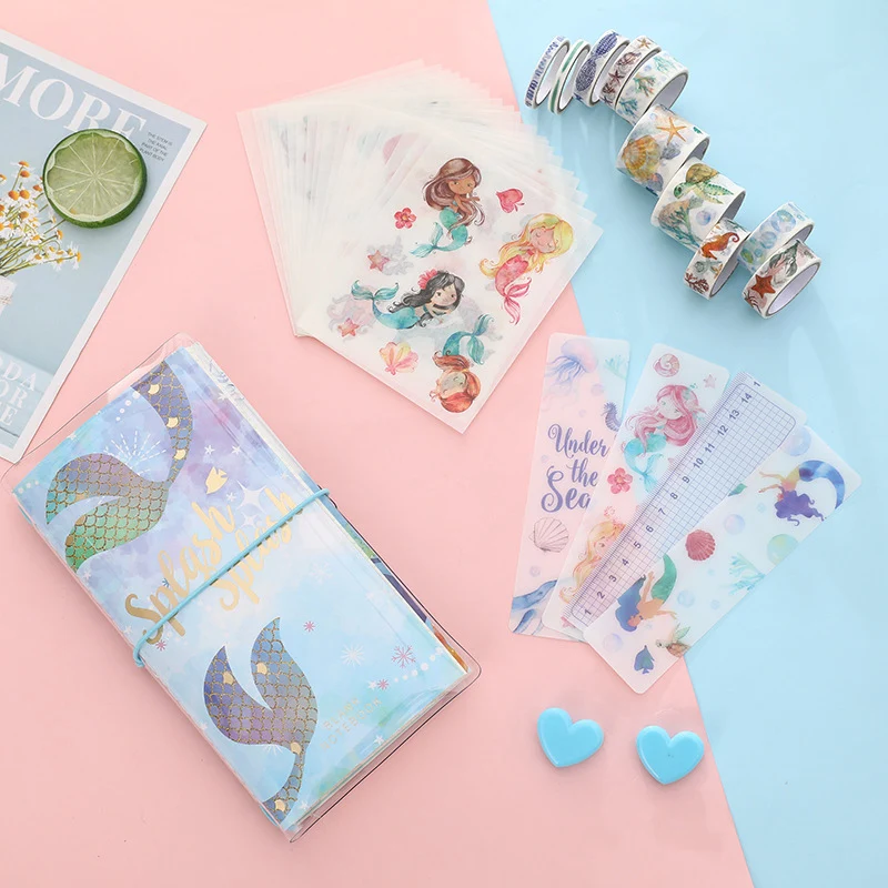 Handbook set Planner Book Notebook DIY Decoration for Scrapbooking Masking Tape Students' Supply Office Stationery Gift for Girl