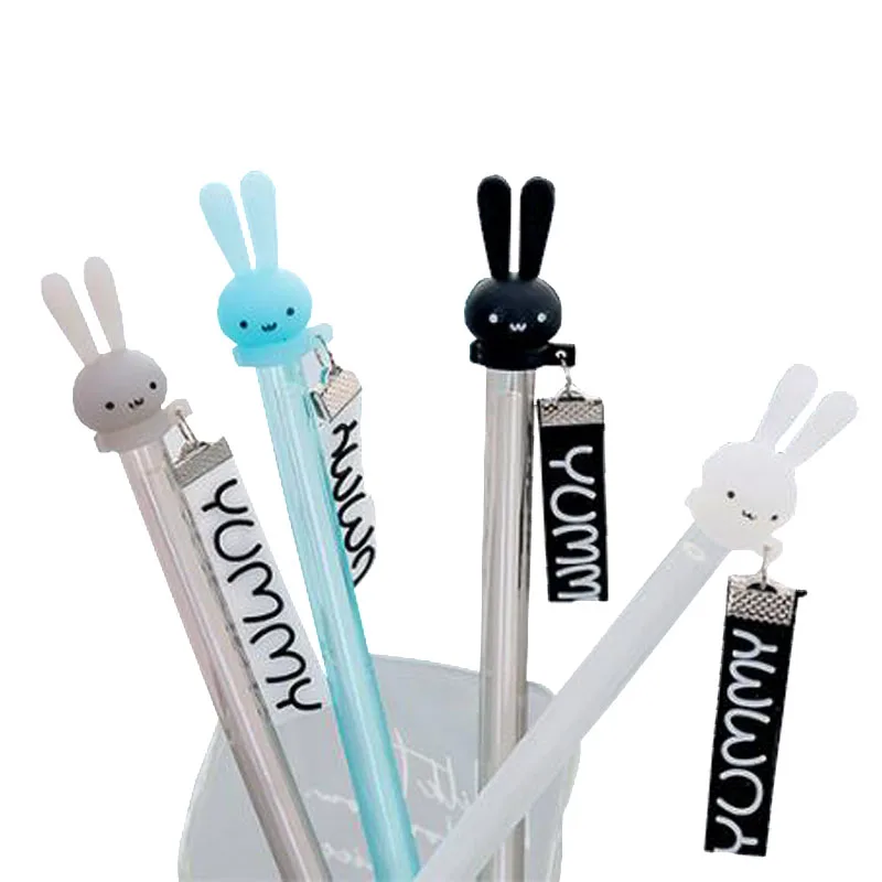 

2pc Kawaii Rabbit Ribbon Gel Pen Cartoon Office School Supplies Black Ink Signature Pen Cute Exam 0.38mm Pen Korean Stationery