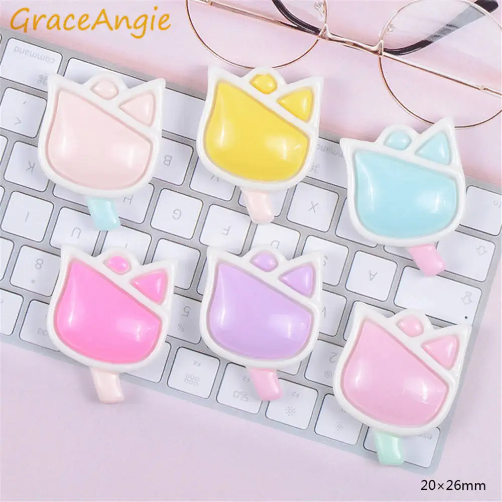 

GraceAngie 20pcs Cute Resin Tulip Flower Cactus DIY Findings Mix Color For Home Decor Props Jewelry Scrapbooking Craft Accessory