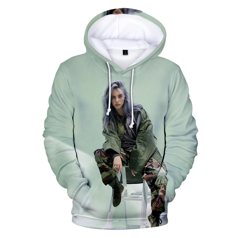 Billie Eilish/Новинка; толстовка с 3D рисунком для мужчин и женщин; Модный пуловер; Детский Повседневный синий свитер с 3D принтом для мальчиков и девочек