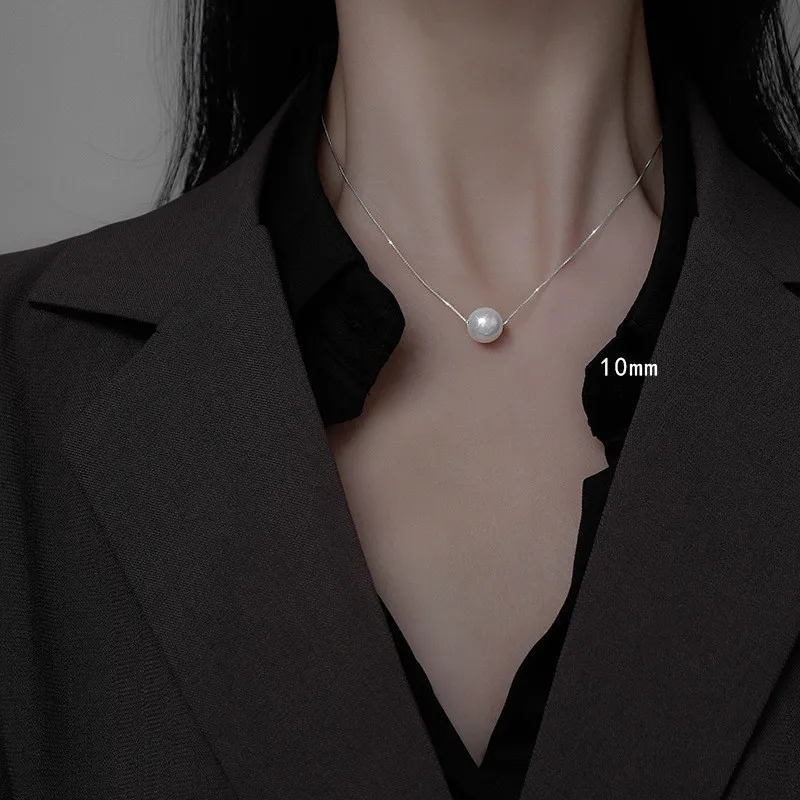 HI MAN 925 Sterling Silver Korean INS Pearl Pendant Necklace Women Elegant Anniversary Gift Jewelry