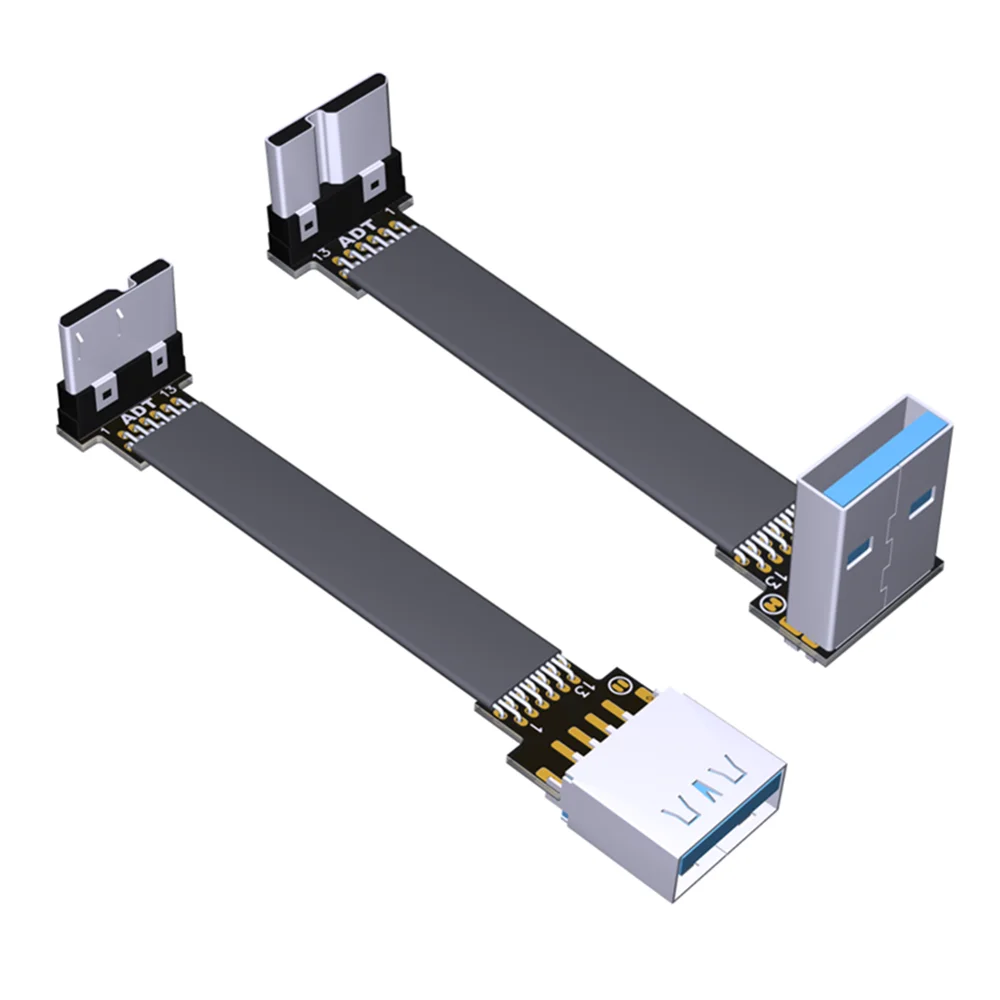 FPV Micro USB 3 0 тип А двойной угловой адаптер FPC лента USB3.0 micro-B к фотокабелю для