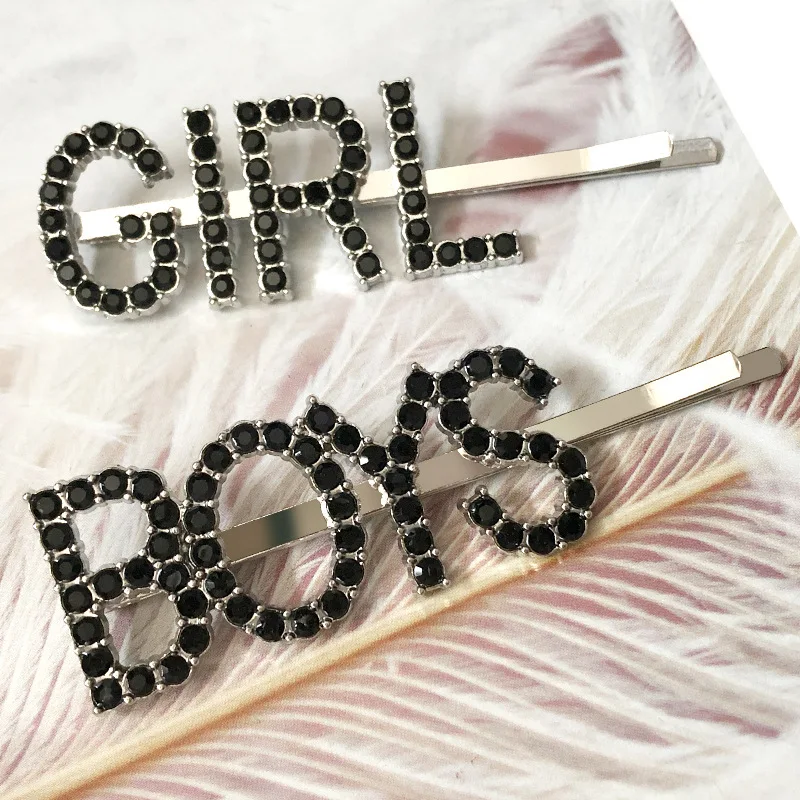 

1PC GIRL/BOY Letter Word Rhinestone Crystal Hairpins Hairgrip Hair Clip Grip Pin Barrette Ornament Hair Styling Tool Accessories
