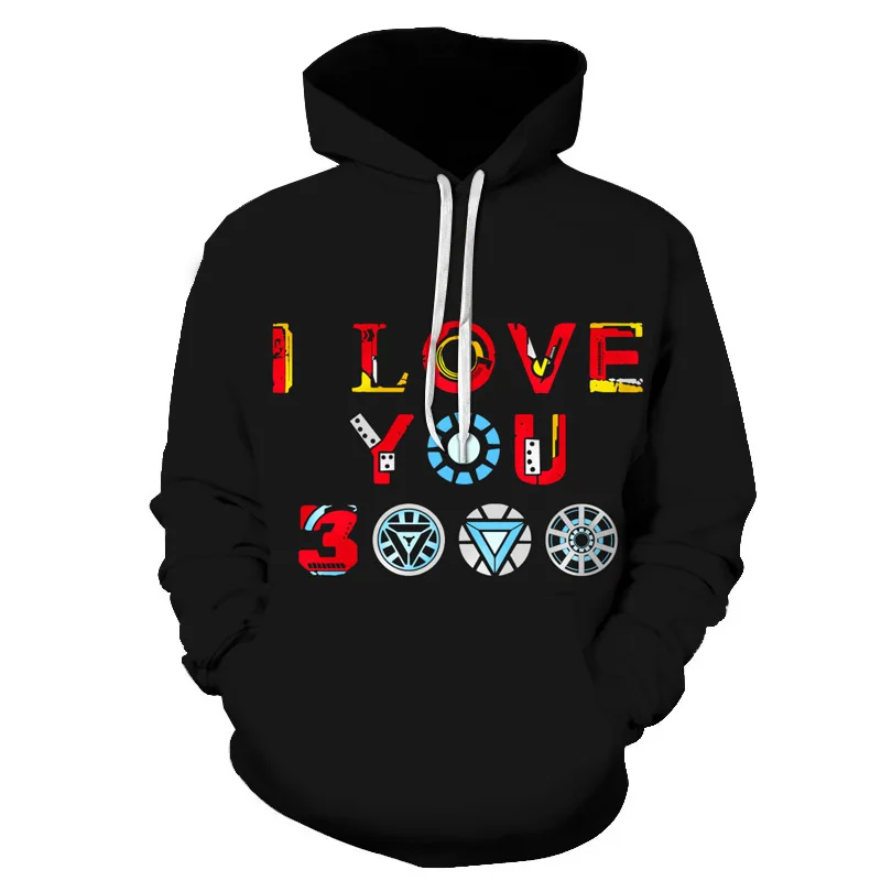 Marvel Мстители 4 фильмы Железный человек I Love You 3000 3D печатные толстовки с капюшоном Мужские и женские модные повседневные уличные толстовки