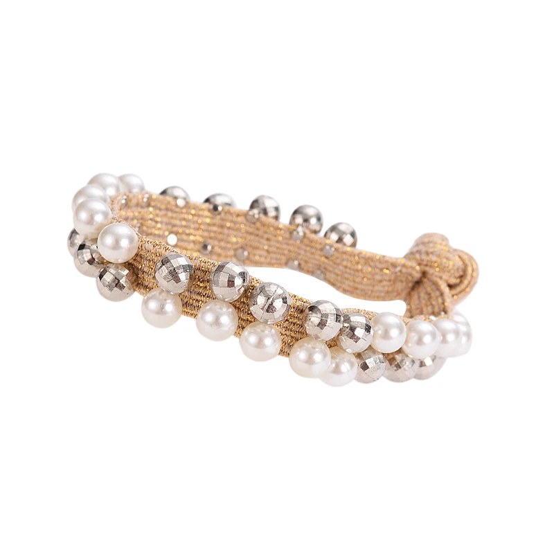 

All Seasons Kids Girls Cloth Cloth Headband Cute Pearl Bead Design Elastic Hair Accessory Band Rope Holder Headbands 2020