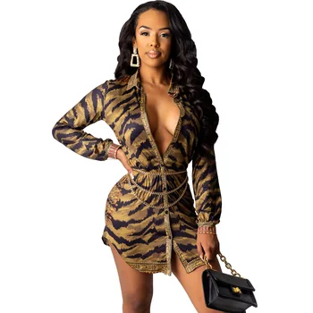 

2019 fashion new European and African ethnic style women's printed shirt stand alone dress