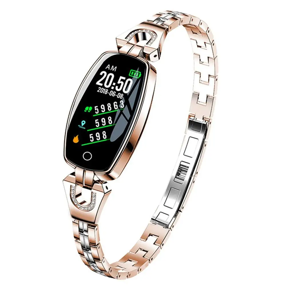 H8 SmartBracelet Hd цветной Погодный прогноз водонепроницаемый сердечный ритм тест на здоровье женский браслет - Цвет: Gold