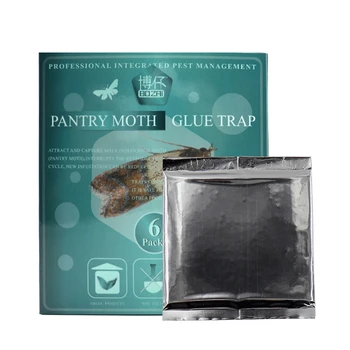 

6Pack Cloth Pantry Food Moth Trap Pheromone Killer Paste Sticky Glue Trap Pest Reject Fly Insects Family Factory Restaurant Use