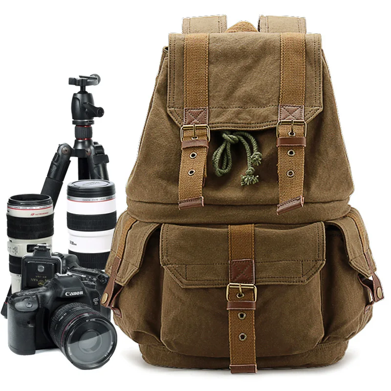

Винтажная сумка для фотосъемки, мужской рюкзак для Dslr камеры, дорожный школьный ранец