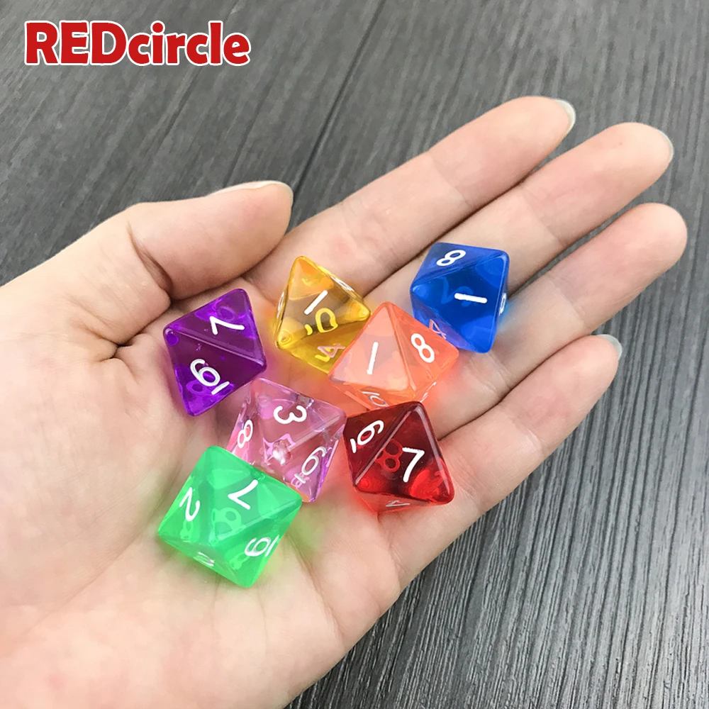 Dnd многогранный прозрачный/прозрачный цифровой D8 игральные кости 10 шт./компл. для
