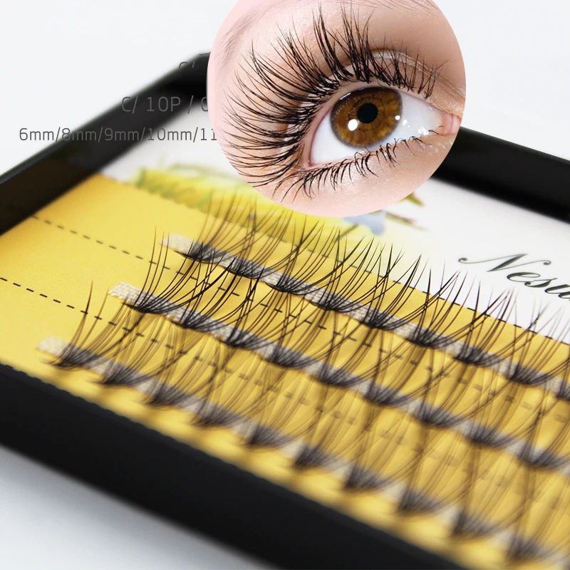 

60Pcs/Box Individual Eyelashes Grafted Cluster Eyelashes Natural Mink Hair Thick Eyelashes False Eyelash Extension Makeup Tools
